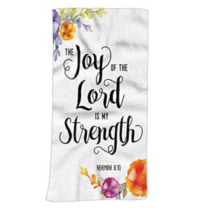 swono biblical quotes hand towel cotton washcloths,joy of the lord is my strength scripture typography design comfortable soft towels for bathroom spa gym yoga beach kitchen,hand towel 15x30 inch