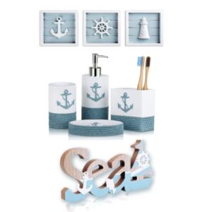 nautical bathroom accessories set and nautical wall decoration and sea sign