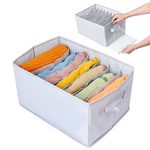 TSM 2 Pack T shirt organizer, jeans organizer for closet , clothes organizer for folded clothes, slot compartments for T shirt storage ,clothing, sweatshirt with enforced PP board wardrobe organizer