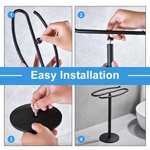 Bathroom Hand Towel Holder Stand, Heavy Duty Countertop Hand Towel Rack and Accessories Jewelry Stand, Freestanding Hand Towel Drying Rack for Bathroom Vanity Countertops,Matte Black