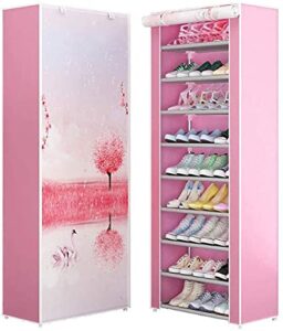 llibnn 10-tier diy shoe storage cabinet oxford cloth metal shoe shelf with dustproof cover, for hallway bathroom living room corridor (color : e) (color : a)