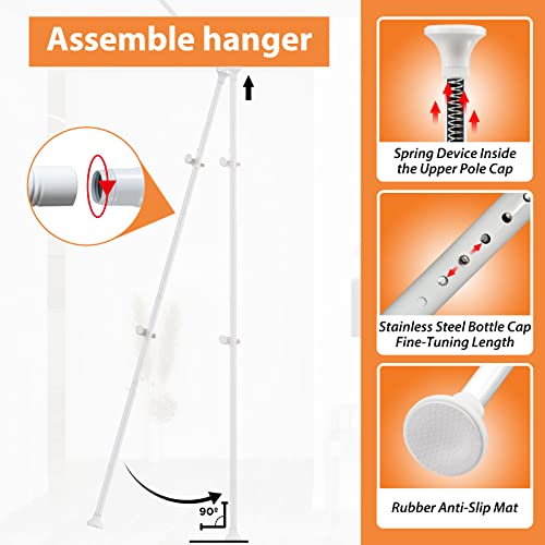 YeYeBest Clothes Rack, 2 Tier Closet Organizers And Storage Free Standing Closet Ceiling Link Floor Hanger for Hanging Clothes Adjustable Floor to Ceiling for Bedroom Laundry Room