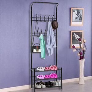 ZHUHW Black Shoe Rack Standing Hanging Clothes Home Bedroom Hanger Metal Shoe and Hat Rack Storage Rack