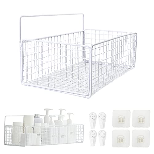 fbrand Shower Caddy Organizer Basket, Bathroom Shelf Adhesive No Drilling Wall-Mounted Shampoo Holder Storage Rack For Bathroom And Kitchen Large Capacity Rust Proof white, black, 02