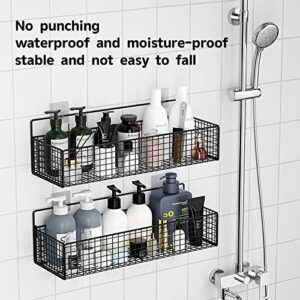 fbrand Shower Caddy Organizer Basket, Bathroom Shelf Adhesive No Drilling Wall-Mounted Shampoo Holder Storage Rack For Bathroom And Kitchen Large Capacity Rust Proof white, black, 02