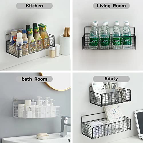 fbrand Shower Caddy Organizer Basket, Bathroom Shelf Adhesive No Drilling Wall-Mounted Shampoo Holder Storage Rack For Bathroom And Kitchen Large Capacity Rust Proof white, black, 02