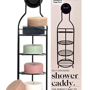 Kitsch Self Draining Shower Caddy - Bathroom Shower Organizer with Suction Cup | Rustproof Shower Rack & Bar Soap Holder for Shower | Soap Dish for Shower | Bar Soap Holder for Shower Wall (Black)