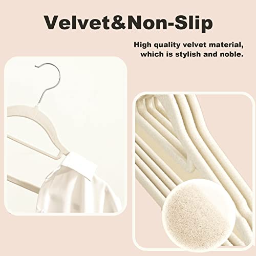 Magazi,ZCVAcom Plant Velvet, Velvet, Non-Slip Suit Hanger - Pack of 10 (Rice White)