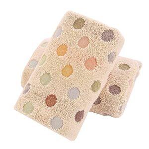 Pidada 100% Cotton Hand Towels Colorful Polka Dot Pattern Soft Absorbent Decorative Towel for Bathroom 13.4 x 30 Inch Set of 2 (Brown)