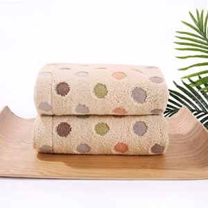 Pidada 100% Cotton Hand Towels Colorful Polka Dot Pattern Soft Absorbent Decorative Towel for Bathroom 13.4 x 30 Inch Set of 2 (Brown)