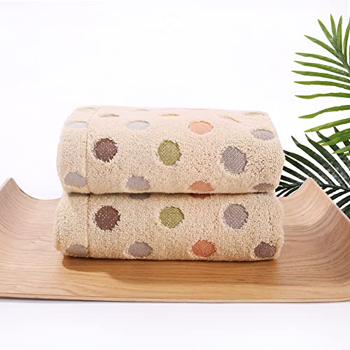 Pidada 100% Cotton Hand Towels Colorful Polka Dot Pattern Soft Absorbent Decorative Towel for Bathroom 13.4 x 30 Inch Set of 2 (Brown)