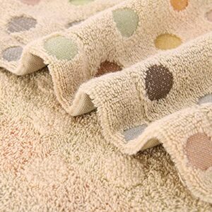 Pidada 100% Cotton Hand Towels Colorful Polka Dot Pattern Soft Absorbent Decorative Towel for Bathroom 13.4 x 30 Inch Set of 2 (Brown)