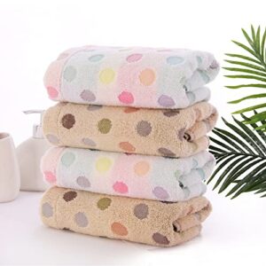 Pidada 100% Cotton Hand Towels Colorful Polka Dot Pattern Soft Absorbent Decorative Towel for Bathroom 13.4 x 30 Inch Set of 2 (Brown)