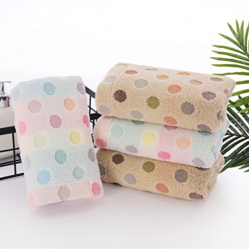 Pidada 100% Cotton Hand Towels Colorful Polka Dot Pattern Soft Absorbent Decorative Towel for Bathroom 13.4 x 30 Inch Set of 2 (Brown)