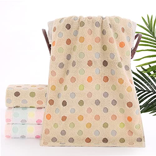 Pidada 100% Cotton Hand Towels Colorful Polka Dot Pattern Soft Absorbent Decorative Towel for Bathroom 13.4 x 30 Inch Set of 2 (Brown)