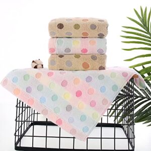 Pidada 100% Cotton Hand Towels Colorful Polka Dot Pattern Soft Absorbent Decorative Towel for Bathroom 13.4 x 30 Inch Set of 2 (Brown)