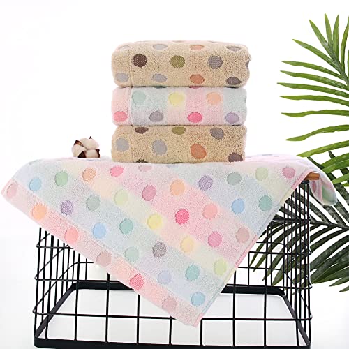 Pidada 100% Cotton Hand Towels Colorful Polka Dot Pattern Soft Absorbent Decorative Towel for Bathroom 13.4 x 30 Inch Set of 2 (Brown)