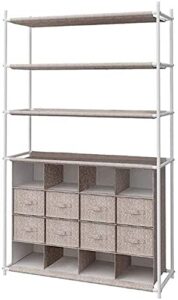 llibnn shoe rack,shoe storage organizer,8 tier shoe cabinet with cloth drawer iron frame fabric shoe shelf for living room, entryway, hallway and bedroom,8430132cm