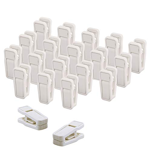 ONE250 Premium Heavy Duty ABS Plastic Slim-line Hanger Set of Finger Clips for Velvet Hangers - 20 Pack (White)