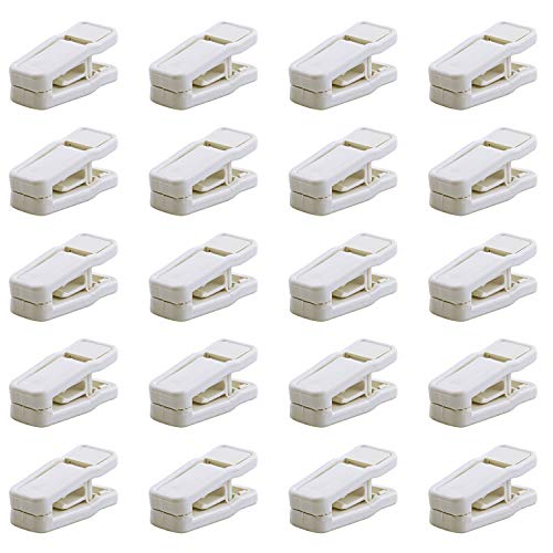 ONE250 Premium Heavy Duty ABS Plastic Slim-line Hanger Set of Finger Clips for Velvet Hangers - 20 Pack (White)