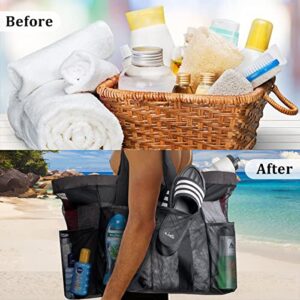 Big Shower Bag,Shower Caddy Portable, Large Hanging Portable Tote Beach Bag Basket Pocket For College, Dorm, Gym, Beach, Bathroom Pool Waterproof Bag-Big Size 23.6inch, Black, SH-01