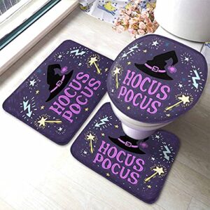 aoyego hocus pocus bathroom rugs set of 3 wizard hat and magic sticks non slip 31.5x19.7 inch soft absorbent polyester for tub shower toilet