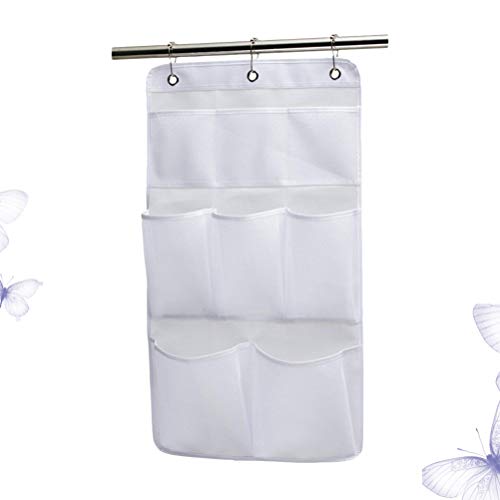 Large Mesh Shower Caddy Quick Dry Hanging Bath Organizer with 4 Pockets,Hang on Shower Curtain Rod/Liner Hooks/Door for Bathroom Accessories,Space Saving