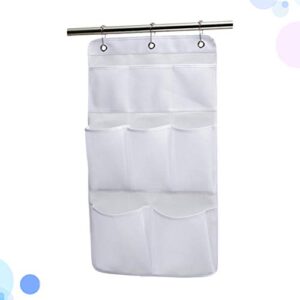 Large Mesh Shower Caddy Quick Dry Hanging Bath Organizer with 4 Pockets,Hang on Shower Curtain Rod/Liner Hooks/Door for Bathroom Accessories,Space Saving