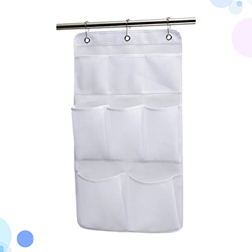 Large Mesh Shower Caddy Quick Dry Hanging Bath Organizer with 4 Pockets,Hang on Shower Curtain Rod/Liner Hooks/Door for Bathroom Accessories,Space Saving