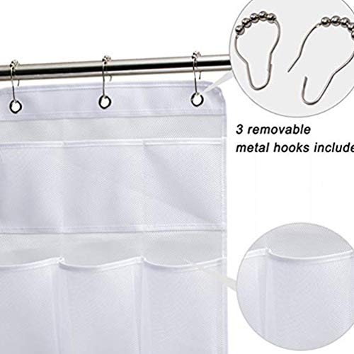 Large Mesh Shower Caddy Quick Dry Hanging Bath Organizer with 4 Pockets,Hang on Shower Curtain Rod/Liner Hooks/Door for Bathroom Accessories,Space Saving