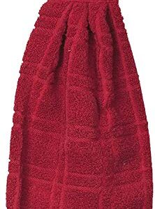 Kovot Set of 2 Cotton Hanging Tie Towels | Include (2) Hanging Towels That Latch with Hook & Loop (Red)