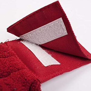 Kovot Set of 2 Cotton Hanging Tie Towels | Include (2) Hanging Towels That Latch with Hook & Loop (Red)