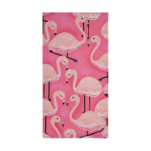 GEDAKO Hand Towels Set 2 pcs Bath Towel Soft for Bathroom Spa Gym Sports 28"x 14" (Pink Flamingos)