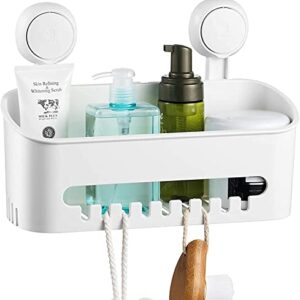 ilikable Vacuum Shower Caddy Suction Cup No-Drilling Removable Waterproof Bathroom Wall Shelf Shower Basket Storage Organizer for Shampoo Conditioner Razors Soap - White