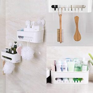 ilikable Vacuum Shower Caddy Suction Cup No-Drilling Removable Waterproof Bathroom Wall Shelf Shower Basket Storage Organizer for Shampoo Conditioner Razors Soap - White