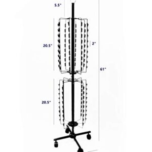 FixtureDisplays® Floorstanding Compatible with Strip Rack w/Header, Rotating, 144 Clips - Black 15967NEW-NPF