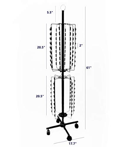 FixtureDisplays® Floorstanding Compatible with Strip Rack w/Header, Rotating, 144 Clips - Black 15967NEW-NPF