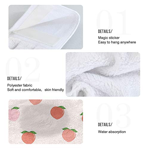 Alaza Pink Peach Fresh Fruit Hanging Kitchen Hand Towels with Loop Super Absorbent Hand Towels Machine Washable 2 Piece Sets