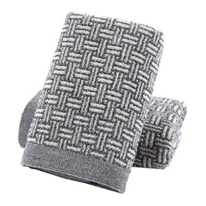 pidada hand towels set of 2 100% cotton checkered pattern absorbent soft decorative towel for bathroom 13.4 x 29.1 inch (gray)