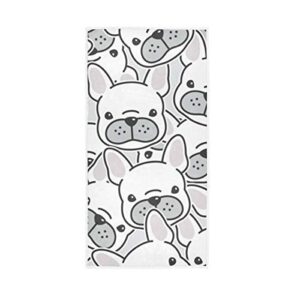 boobert large hand towels dog french bulldog puppy 15 x 30 inch super absorbent soft fingertip towels multipurpose for hand face bathroom gym