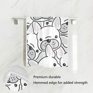 BOOBERT Large Hand Towels Dog French Bulldog Puppy 15 x 30 Inch Super Absorbent Soft Fingertip Towels Multipurpose for Hand Face Bathroom Gym