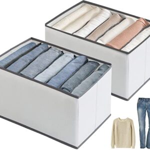 Boloong Upgrade Sturdy Clothes Organizer for Closet, PP Board 7 Grids Closet Drawer Organizer for Clothing, Wordrobe Clothes Organizer for Jeans/Pants/Sweaters/T-shirts(2 packs)