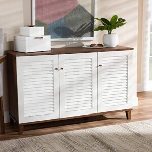 Baxton Studio Shoe Cabinets, White/Walnut