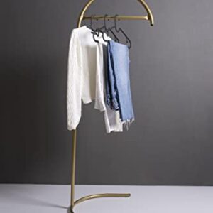 VEGAINDOOR Half Moon Metal Clothes Rack Strong Garment Rack, Industrial Clothing Rack,Heavy Duty Clothes Rack,Portable Clothing Rack Hanging Clothes Rack for Small Spaces and Rooms Gold