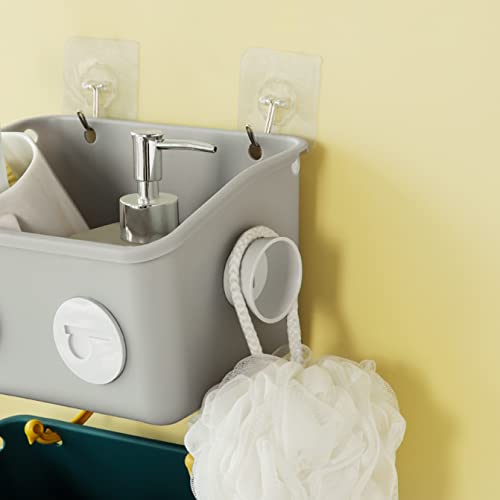 TWISBAY Bath Toy Storage Organizer Basket - 3-Pack Wall Mounted Hanging Shower Caddy Shelf with Hooks No Drilling Adhesive Robot Modeling Kitchen Storage Rack