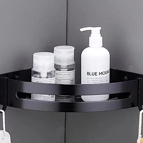 Shower Organizer Shower Shelves Adhesive Shower Caddy, No Drilling Shampoo Holder Storage Rack With Hooks Rustproof Bathroom Shower Shelf, Black