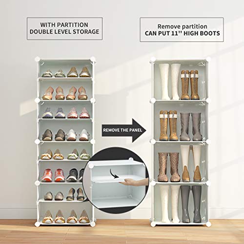 KOUSI 64-Pairs Shoe Organizer Shoe Rack Shoe Tower Storage Cabinet Storage Organizer Modular Shoe Cabinet, White