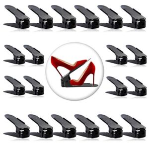 neprock shoe slots organizer, adjustable shoe stacker space saver, double deck shoe rack holder for closet organization (20-pack)(black)