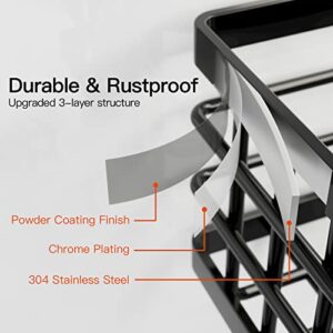 AMADA HOMEFURNISHING Shower Caddy, Shower Organizer with Soap Holder, Optional Towel Bar, Removable Hooks, Stainless Steel Shower Shelves for Bathroom, Kitchen, Tool-Free Assembly, Set of 3, AMHSR03B