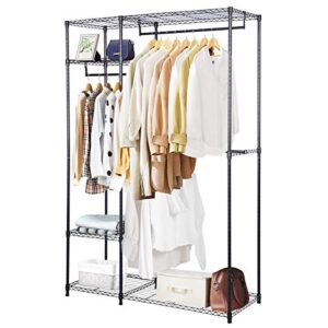 tangkula garment rack clothing rack, heavy duty free standing closet organizer with storage shelves & hanging rods, clothes hanger organizer